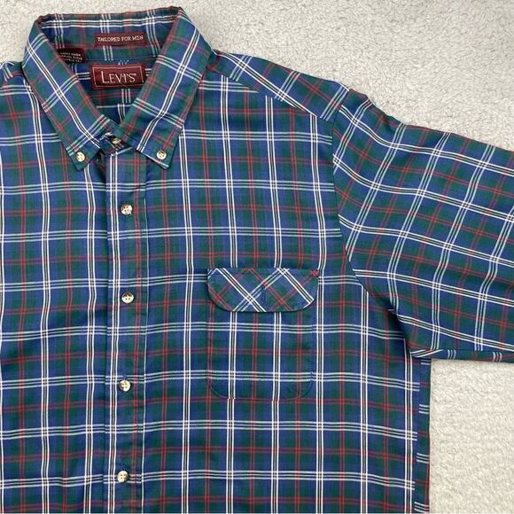 Levis Shirt Mens Large Plaid Thin Lightweight Summer Tailored For Men USA VTG - Picture 4 of 16